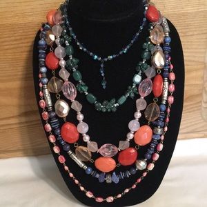 Lot 6 Assorted Vintage Necklaces Multiple Color